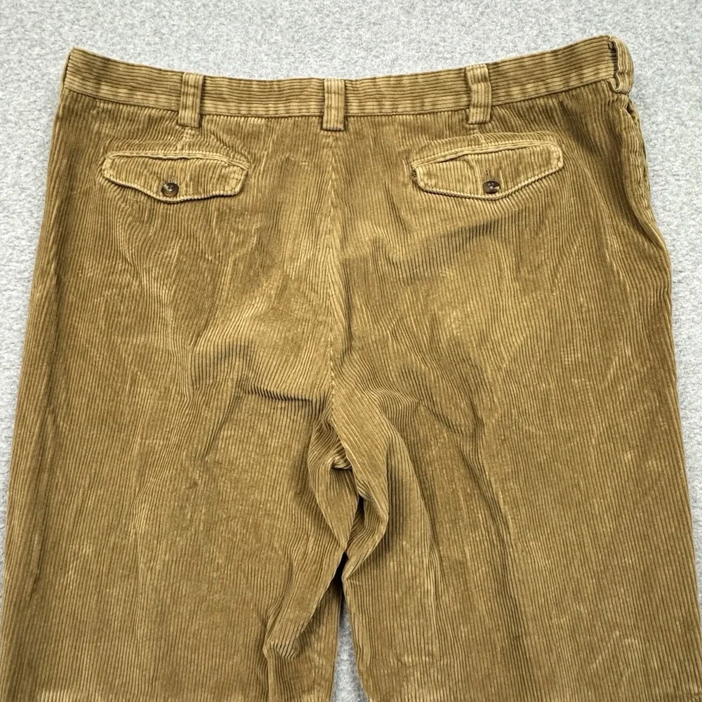 LL Bean Pleated Corduroy Pants Mens 42x34 Classic Fit 100% Cotton Soft Brown EUC